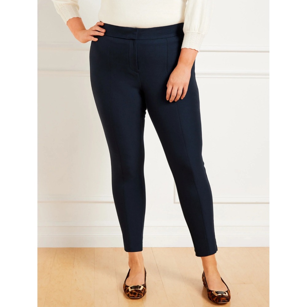 Talbots Womens Plus Size 16W Mid Rise Slim Leg Portland Pants in Dark Blue $129